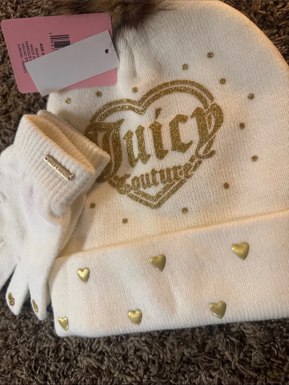 Juicy Couture hat and glove set